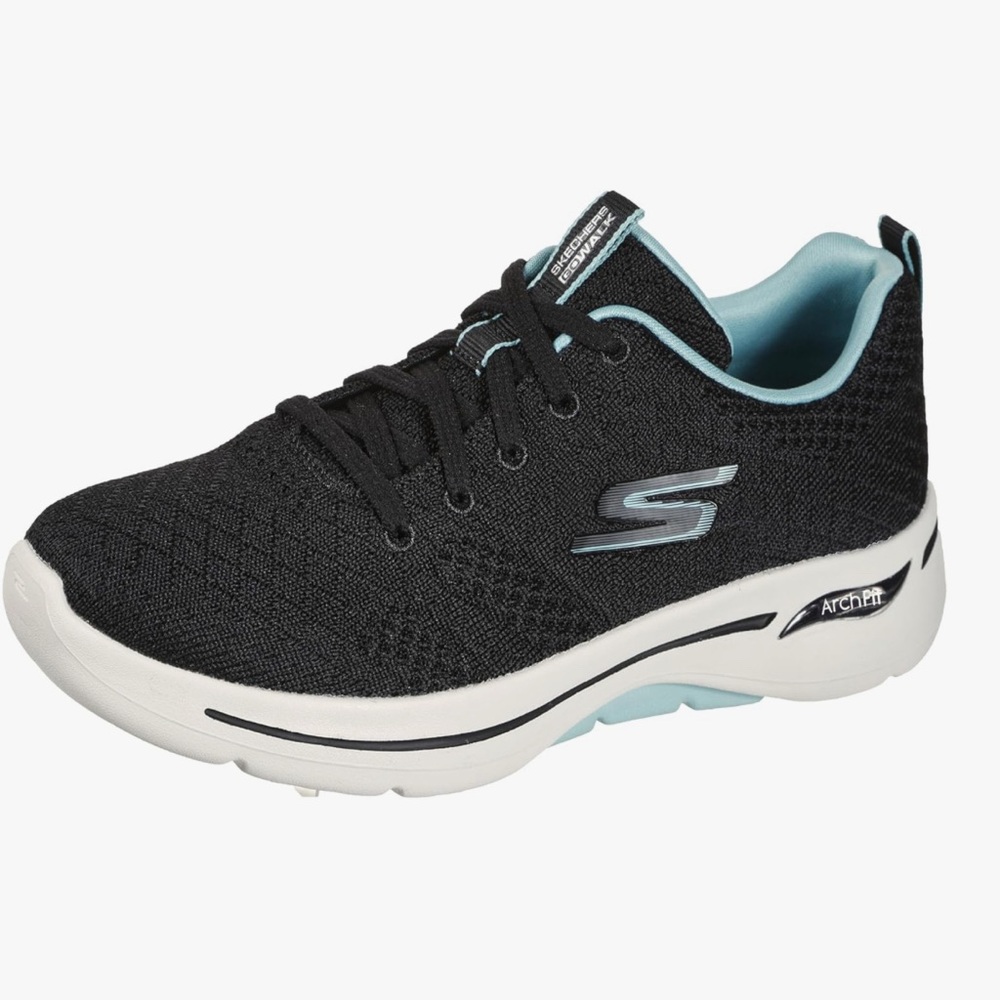 Skechers Women's Black and Aqua Sneakers - Picture 4 of 6